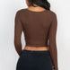 Ribbed Wrap Front Long Sleeve Top