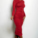 Ruched Long Sleeve Midi Dress