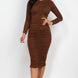 Ruched Long Sleeve Midi Dress