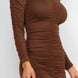 Ruched Long Sleeve Midi Dress