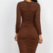 Ruched Long Sleeve Midi Dress