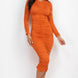 Ruched Long Sleeve Midi Dress