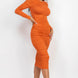 Ruched Long Sleeve Midi Dress