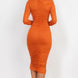 Ruched Long Sleeve Midi Dress