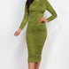 Ruched Long Sleeve Midi Dress