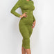 Ruched Long Sleeve Midi Dress