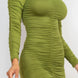 Ruched Long Sleeve Midi Dress