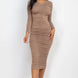 Ruched Long Sleeve Midi Dress