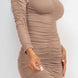Ruched Long Sleeve Midi Dress