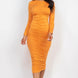 Ruched Long Sleeve Midi Dress