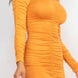 Ruched Long Sleeve Midi Dress