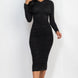 Ruched Long Sleeve Midi Dress