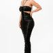 Metallic Rushed Halter Dress