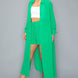 Chiffon Button Down Long Sleeve Side Slit Long Top With Short Set