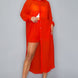 Chiffon Button Down Long Sleeve Side Slit Long Top With Short Set