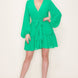 Chiffon Long Sleeve Ruffled Tie Waist Skater Dress
