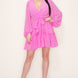 Chiffon Long Sleeve Ruffled Tie Waist Skater Dress
