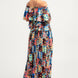 Printed Ruffle Top And Pleated Skirt Set