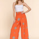 Wide Leg Border Print Woven Pants