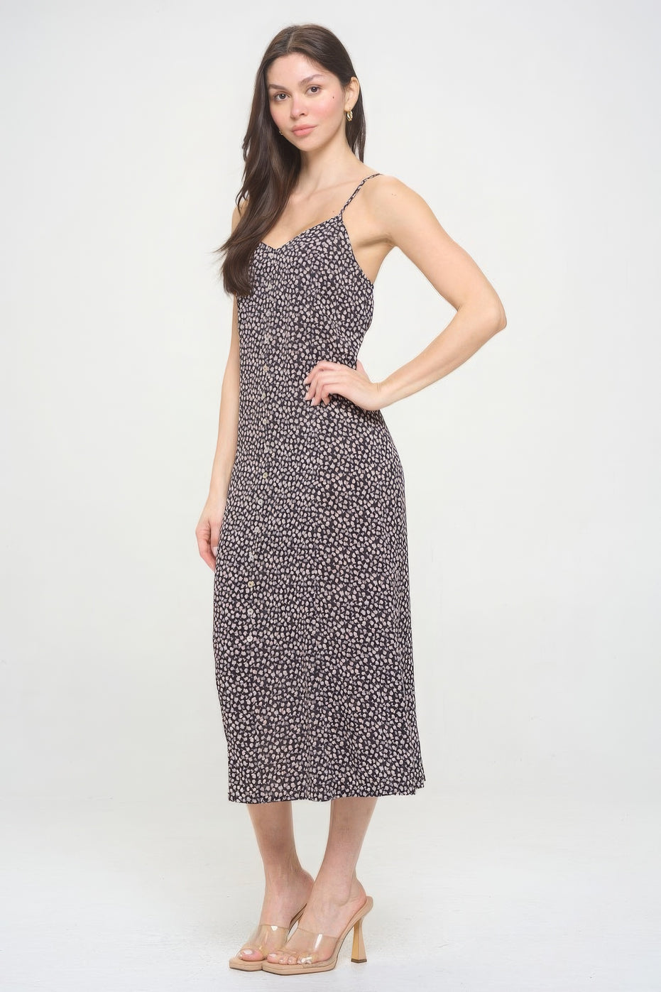 Floral Button Down Tied Back Maxi Dress