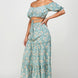 Floral Off Shoulder Sleeve Back Tie Top Skirt Set