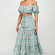 Floral Off Shoulder Sleeve Back Tie Top Skirt Set