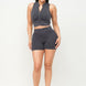 Washed Seamless Zipper Top And Shorts Set