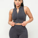 Washed Seamless Zipper Top And Shorts Set