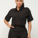 Front Button Down Side Pockets Top And Shorts Set