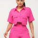 Front Button Down Side Pockets Top And Shorts Set