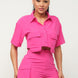 Front Button Down Side Pockets Top And Shorts Set