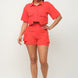 Front Button Down Side Pockets Top And Shorts Set