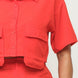 Front Button Down Side Pockets Top And Shorts Set