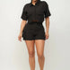 Front Button Down Side Pockets Top And Shorts Set