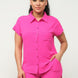 Button Down Pocket Loose Fit Top And Shorts Set