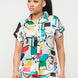 Satin Dolman Print Button Down Top And Shorts Set
