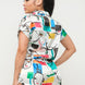 Satin Dolman Print Button Down Top And Shorts Set