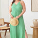 Plus Size Floral Print Warp Bust Leg Slit Maxi Dresses