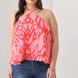 Plus Size Abstract Print Halter Ruffle Hem Top