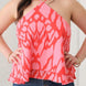 Plus Size Abstract Print Halter Ruffle Hem Top