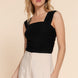 Straight Neck Ruched Mesh Top