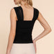 Straight Neck Ruched Mesh Top