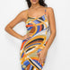 Crossed Back Marble Print Multicolor Midi Dress