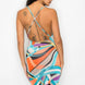 Crossed Back Marble Print Multicolor Midi Dress