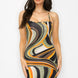 Crossed Back Marble Print Multicolor Midi Dress