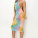 Velvet Burn Out Pattern Sexy Midi Dress