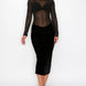 Velvet Sheer Contrast Holiday Midi Dress