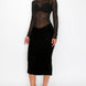 Velvet Sheer Contrast Holiday Midi Dress