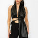 Faux Leather Top Pants Set