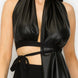 Faux Leather Top Pants Set
